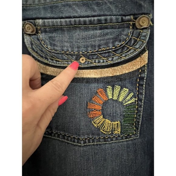 Akademiks Girls Juniors Jeans Size 16 VINTAGE Y2K Embroidered Flaps Straight - Picture 6 of 10